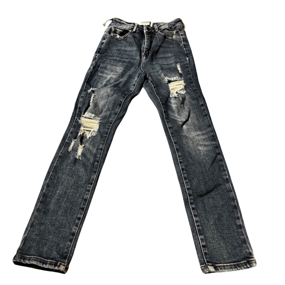 WAX JEAN Collection Ripped Distressed Denim Jeans Womens Size 1/25 Dark Wash‎